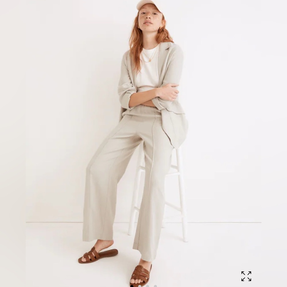 Madewell Cream/ Light Green Wide Leg Pants XL